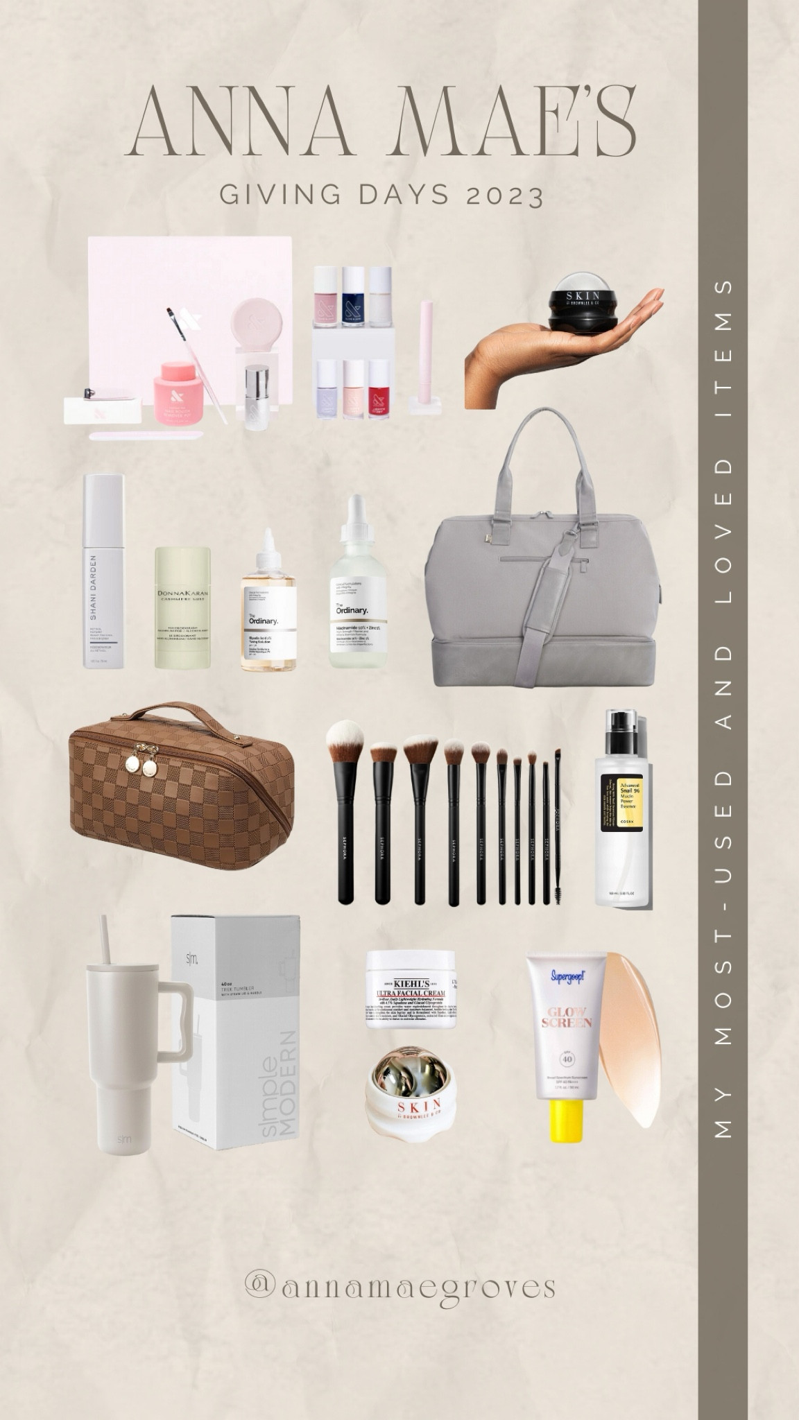 Anna Mae’s Giving Days! These are my most used and loved items — all included in my holiday giveaway that I’m doing on Instagram @annamaegroves 🎁 

#LTKbeauty #LTKfindsunder100 #LTKGiftGuide