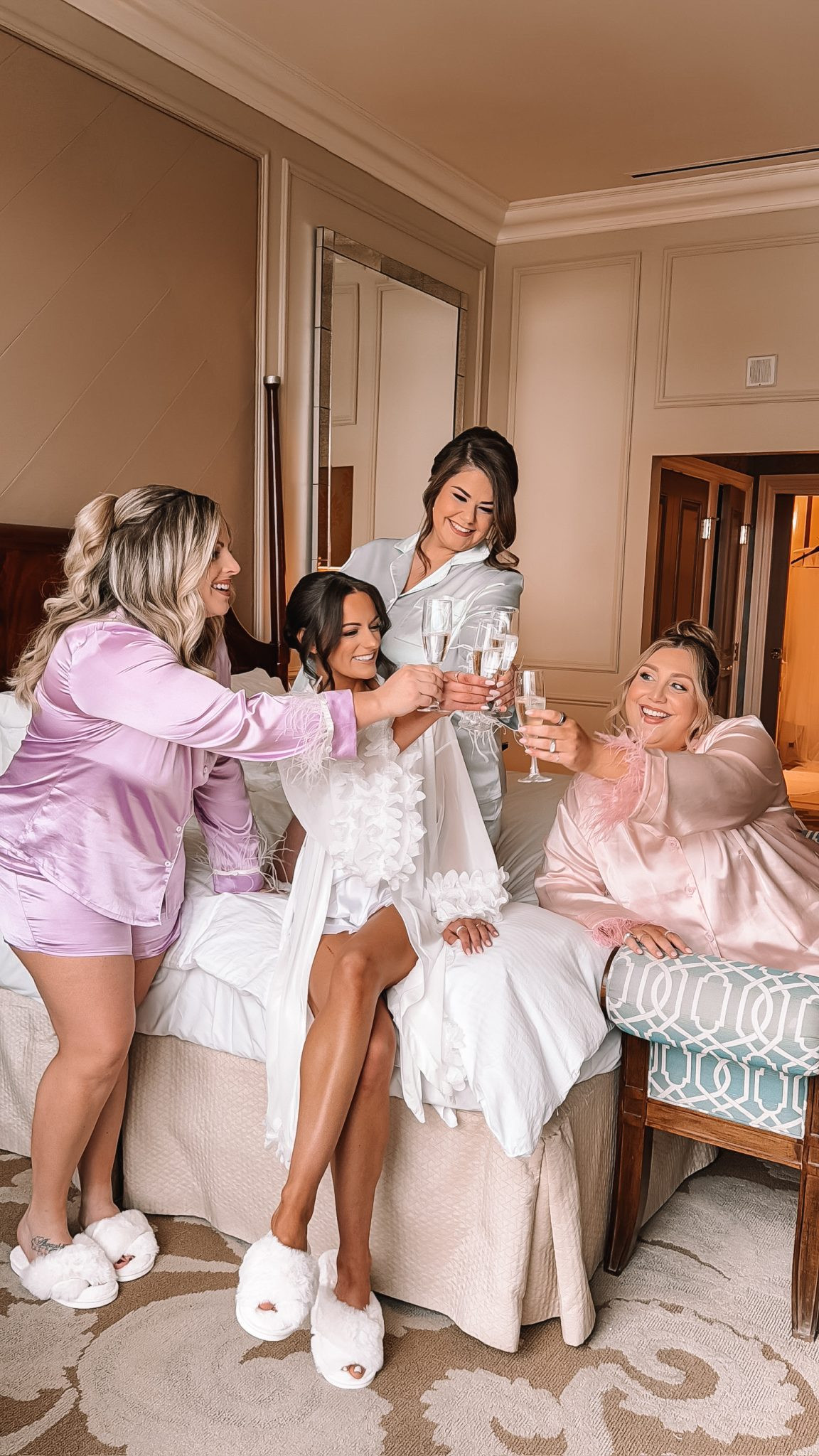 I gave my bridesmaids these matching pjs for getting ready and morning of photos. They were the perfect Anthro lookalikes for less. I did pastel colors (but they come in so many colors!) and picked each of my bridesmaids favorite color for each of them. Also these slippers that I wore the morning of were comfy and affordable -I even got matching pairs for my bridesmaids. 

 #LTKGiftGuide #LTKFindsUnder50 #LTKWedding