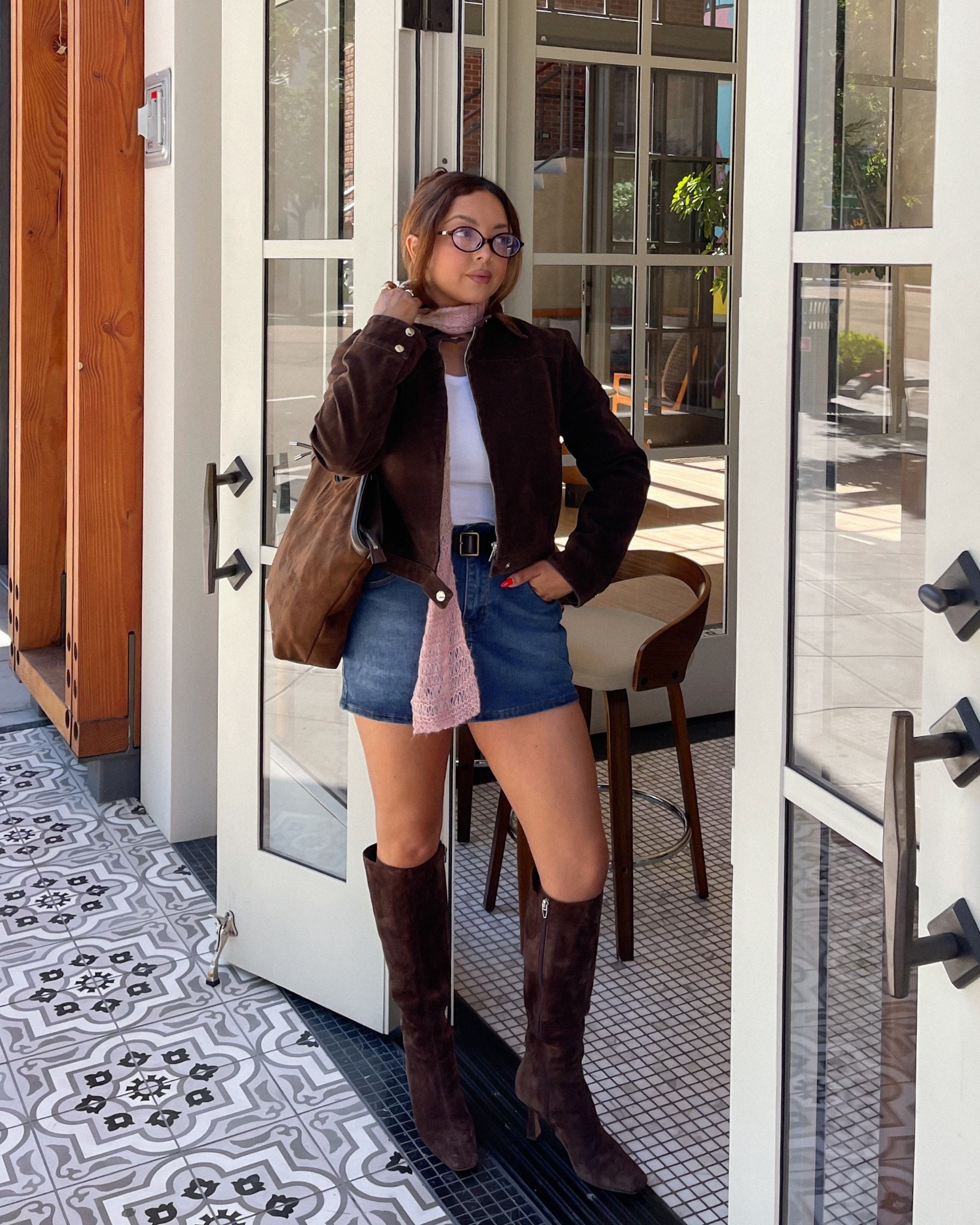 Brown suede jacket and denim mini skirt 🤎 fall fashion, fall outfits 

#LTKStyleTip #LTKSaleAlert #LTKFindsUnder100