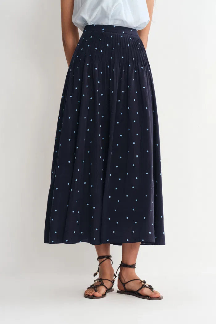 Nora Polka Dot Skirt in Linen Blend | Fabrique
