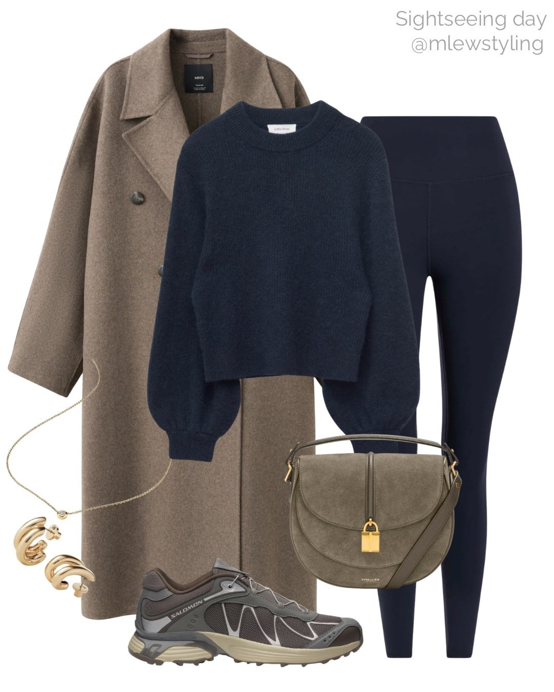 Winter outfit with navy blue leggings and Solomon sneakers 🤎

Tags: sightseeing outfit, travel look, navy blue sweater, Varley leggings, suede DeMellier bag, taupe & brown sneakers, mango wool coat, gold hoop earrings, Mejuri necklace, loungewear 

#LTKfitnessgoals #LTKootd #LTKTravel