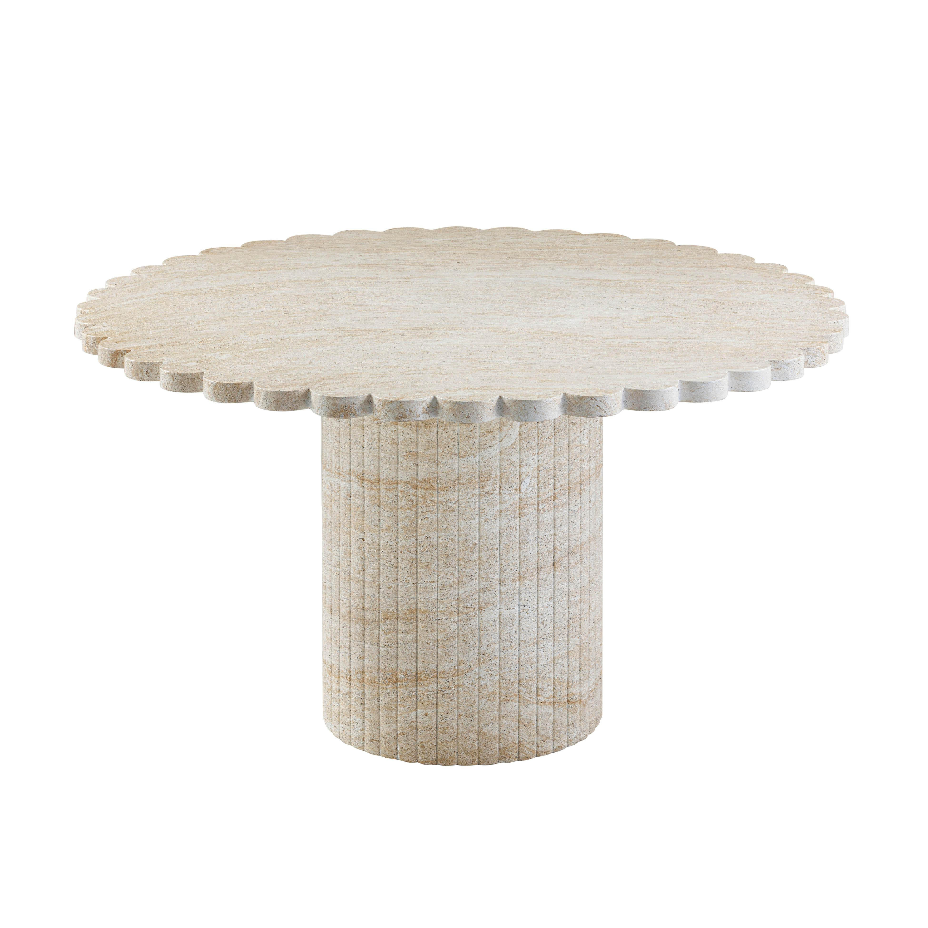 Blossom Washed Travertine Finish Indoor / Outdoor 54" Round Dining Tab | TOV Furniture