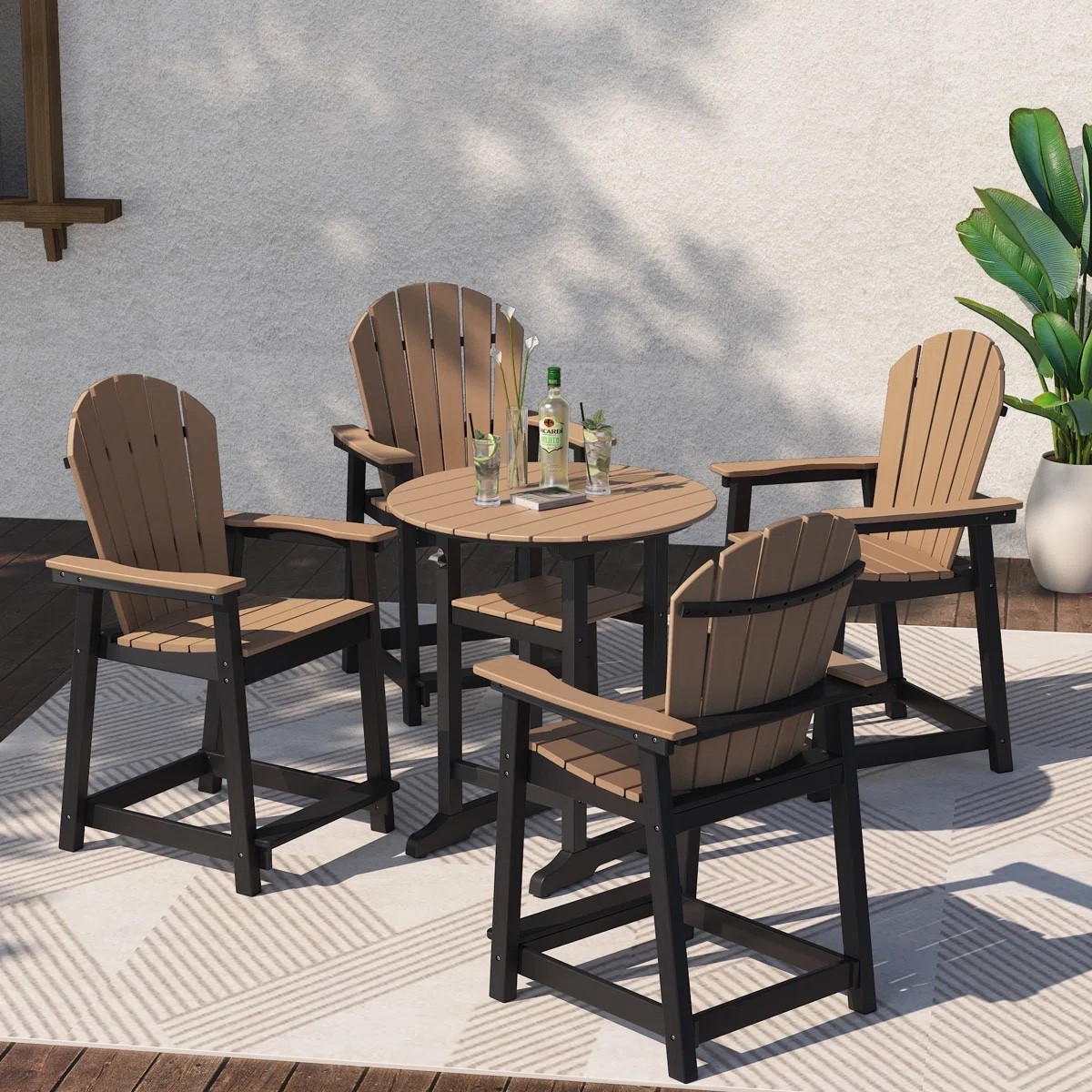 4-Person Outdoor HDPE Bar Height Dining Set with 35" Round Table, All-Weather Poly Wood Patio Bistro Furniture for Poolside & Deck

#LTKHome #LTKU #LTKOver40