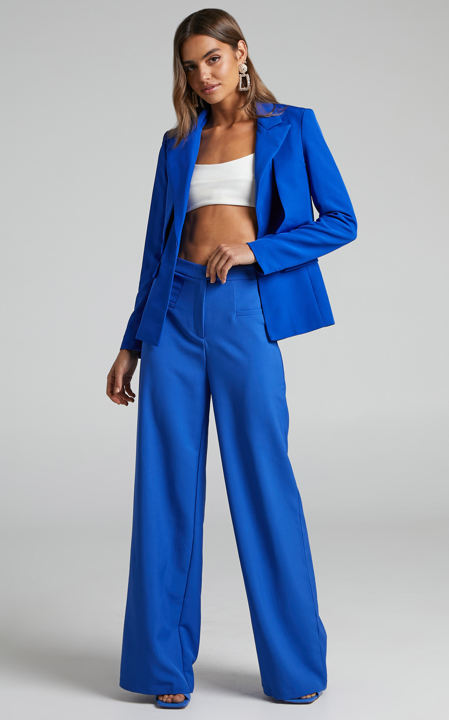 Jaxine Tailored Wide Leg Trousers in Cobalt | Showpo (US, UK & Europe)