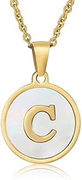 MissMomo Initial Necklaces for Women 18K Gold Plated 316L Stainless Steel Dainty Paperclip Chain wit | Amazon (US)