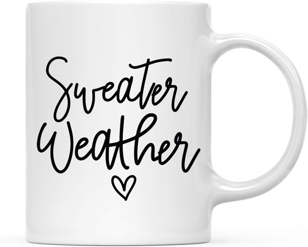 Andaz Press Christmas 11oz. Ceramic Coffee Tea Mug Gift, Sweater Weather, 1-Pack, Birthday White ... | Amazon (US)