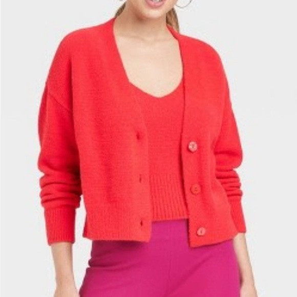 A new day red fuzzy cardigan nwt | Poshmark