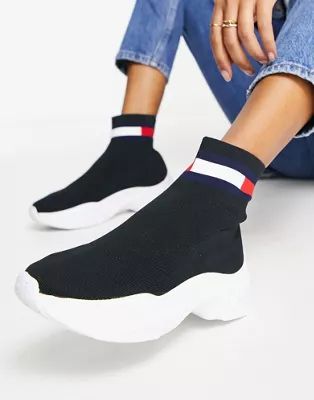 Tommy Jeans sock boot trainers in black | ASOS (Global)