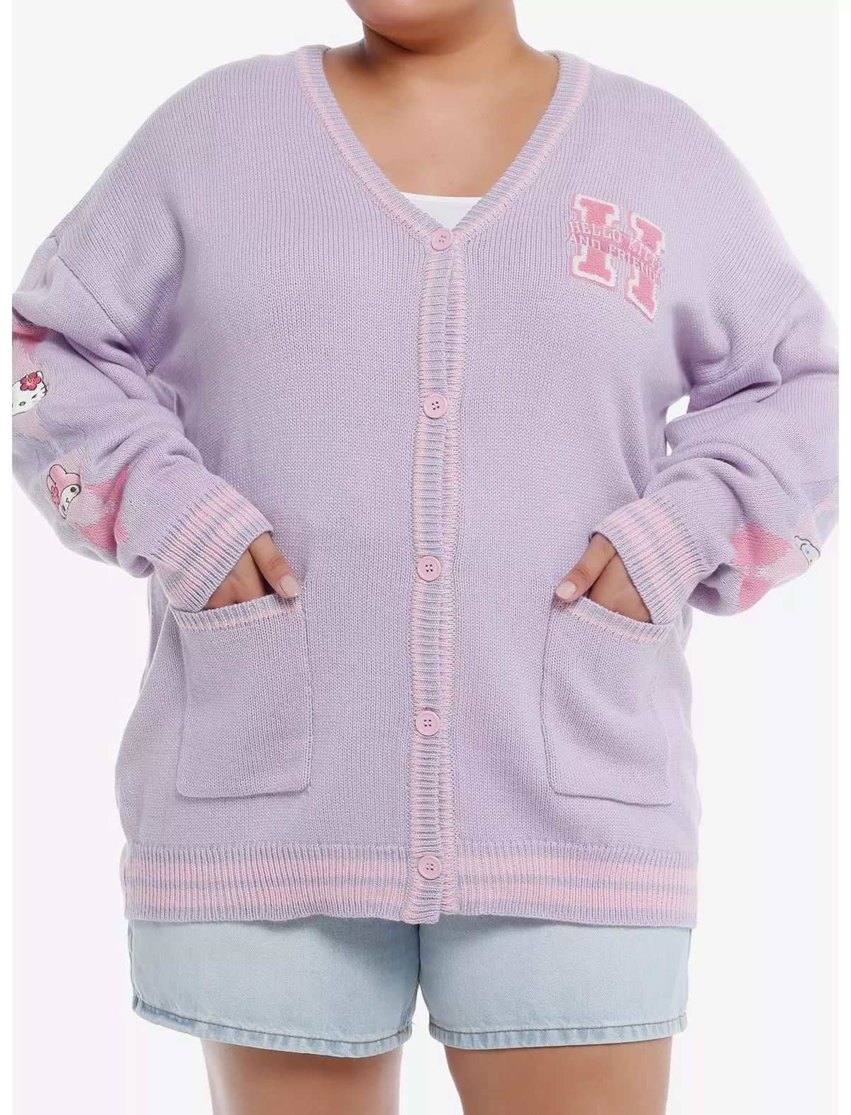 Hello Kitty And Friends Kogyaru Varsity Girls Cardigan Plus Size | Hot Topic