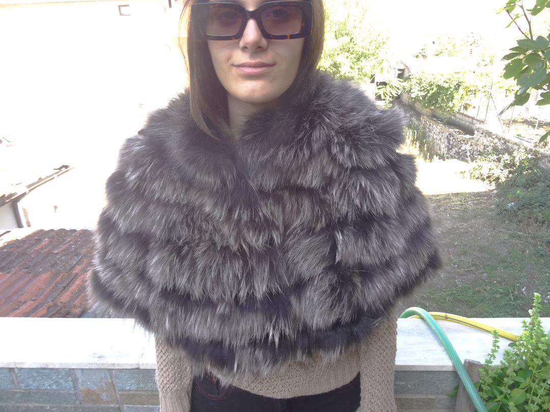 Silver Fox Fur Stole Cape: Real Fur Shawl Wrap - Etsy | Etsy (US)