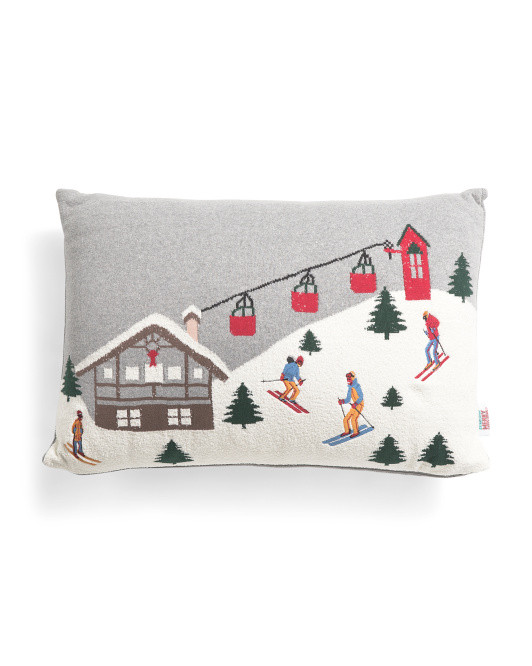 16x24 Holiday Ski Scene Pillow | TJ Maxx