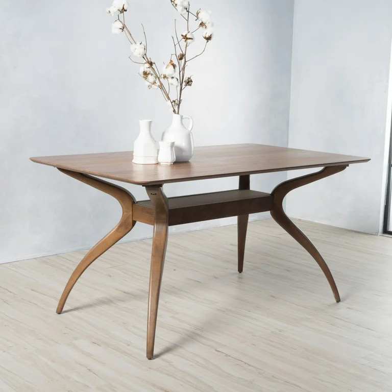 Noble House Logan Indoor Natural Walnut Finish Wood Dining Table - Walmart.com | Walmart (US)