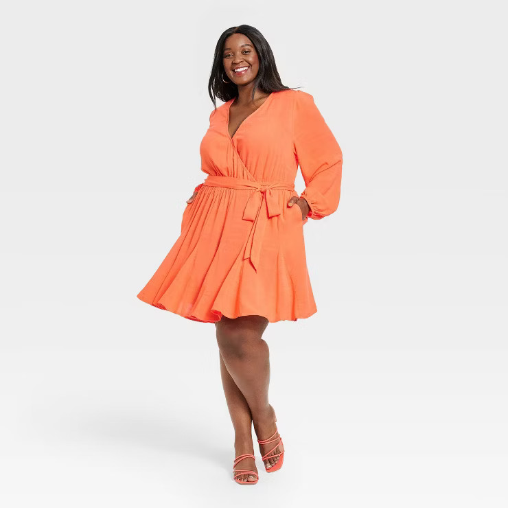 Women's Balloon Long Sleeve Woven Dress - Ava & Viv™ | Target