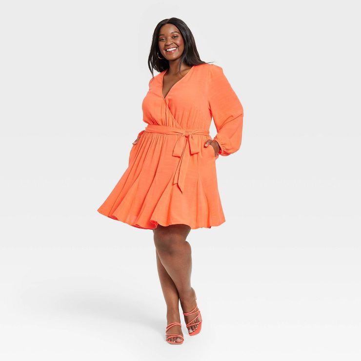 Women's Balloon Long Sleeve Woven Dress - Ava & Viv™ | Target