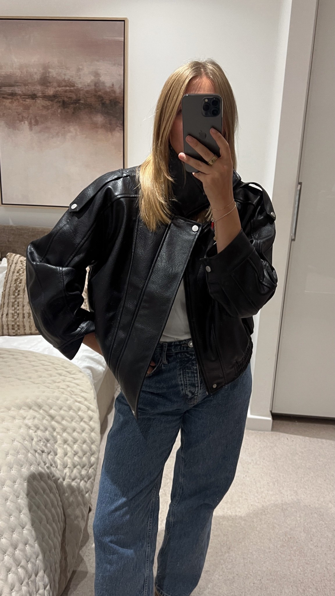 River island funnel neck biker jacket - wearing medium 