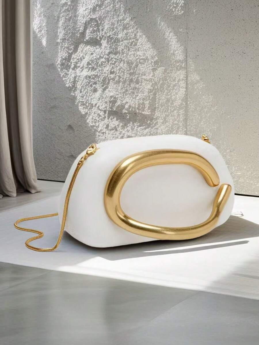 2025 Women's Handbag With Metal Detail Decor, Unique Design Shoulder/Crossbody/Clutch Bag | SHEIN