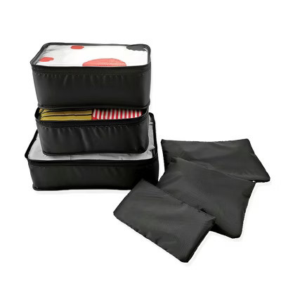 Unique Bargains Zipper Design Packing Cube Set Black 6 Pcs | Target