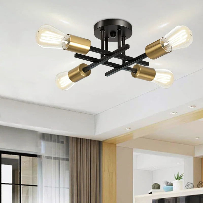 Hannah-Jayne 4 - Light 15.35'' Sputnik Modern Linear Flush Mount | Wayfair North America