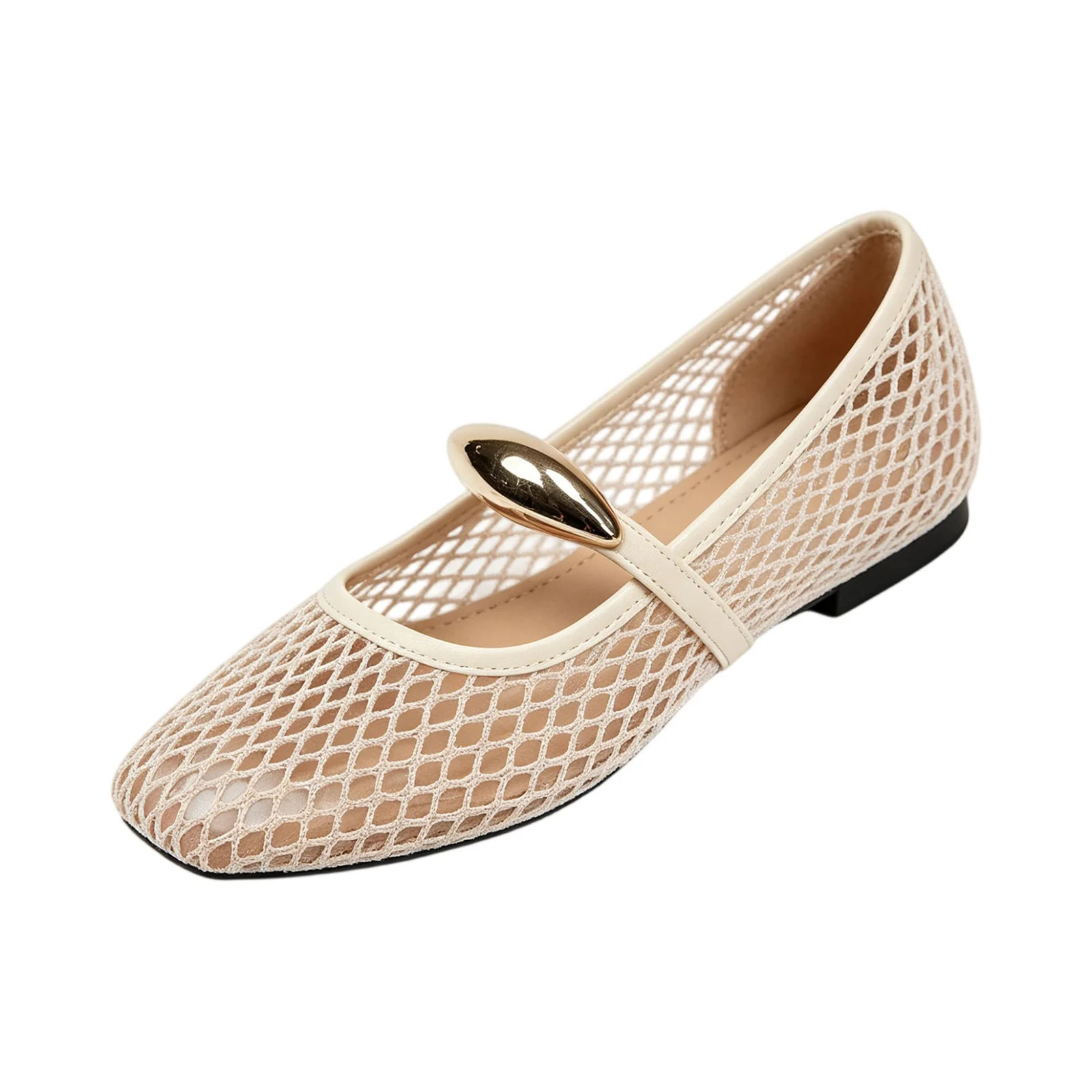 Willtoo Mesh Mary Jane Flats for Women Jelly Mesh Ballet Flats Clear Hollow Sandals Slip on House... | Walmart (US)