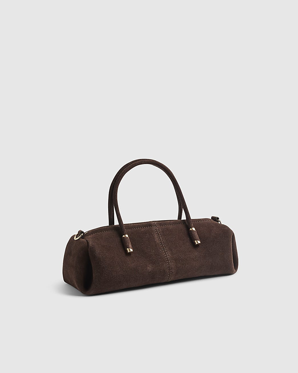 Brown Suede Metal Detail Bowler Bag | River Island UK & IE