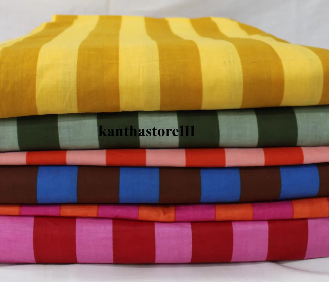 On Sale Striped Print Cotton Fabric by the Yard Multi Color Fabric for Home Decor Crafts Gift for... | Etsy (US)