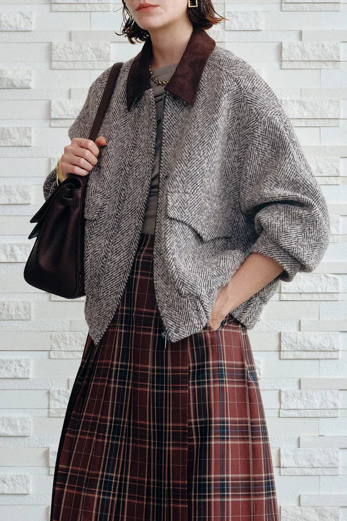 Dakota Tweed Baseball Jacket in Wool | Fabrique