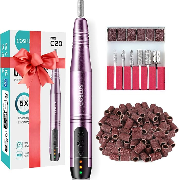 COSLUS Cordless Nail Drill Electric File: Professional for Acrylic Gel Dip Powder Nails Portable ... | Amazon (US)