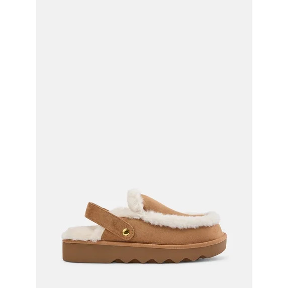 Joyspun Women's Convertible Clog Slippers with Faux Fur Lining | Walmart (US)