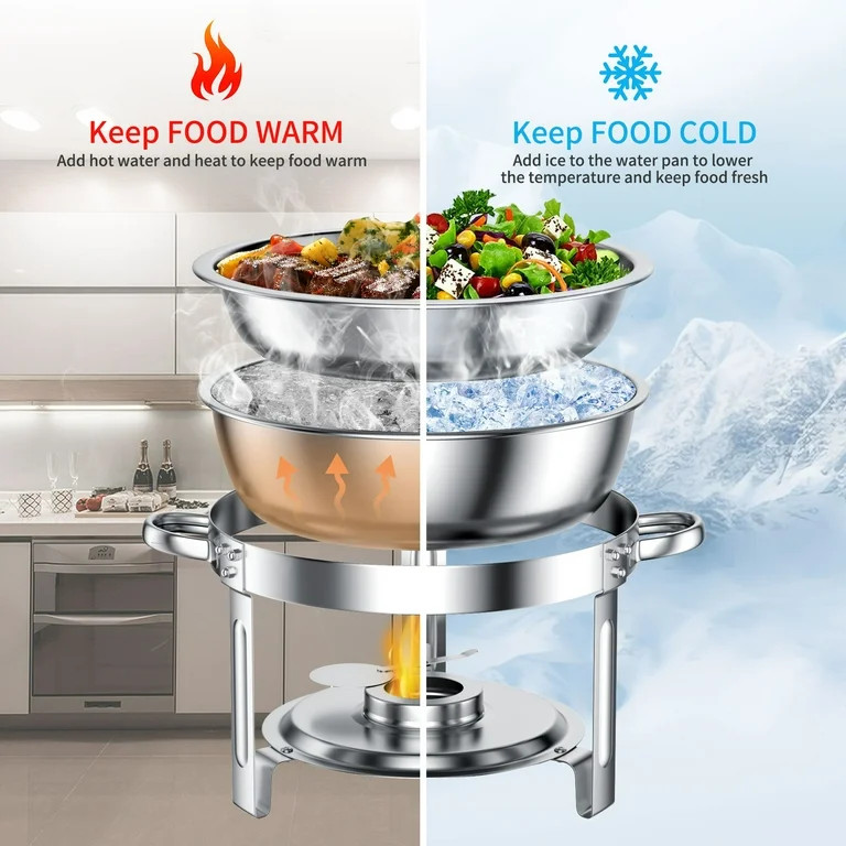 Chafing Dish Buffet Set 4 Pack: TINANA 5QT Stainless Steel Chafing Dishes for Buffet with Glass L... | Walmart (US)