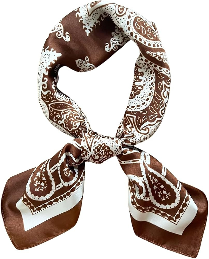 FONYVE Silk Feeling Scarf Medium Square Satin Head Scarf for Women 27.5 × 27.5 inches | Amazon (US)