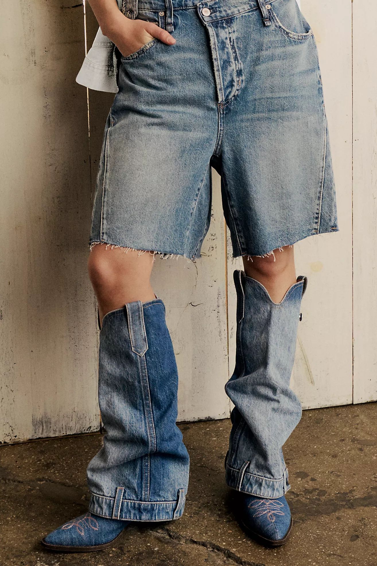 Double Trouble Denim Cowboy Boots | Free People (Global - UK&FR Excluded)