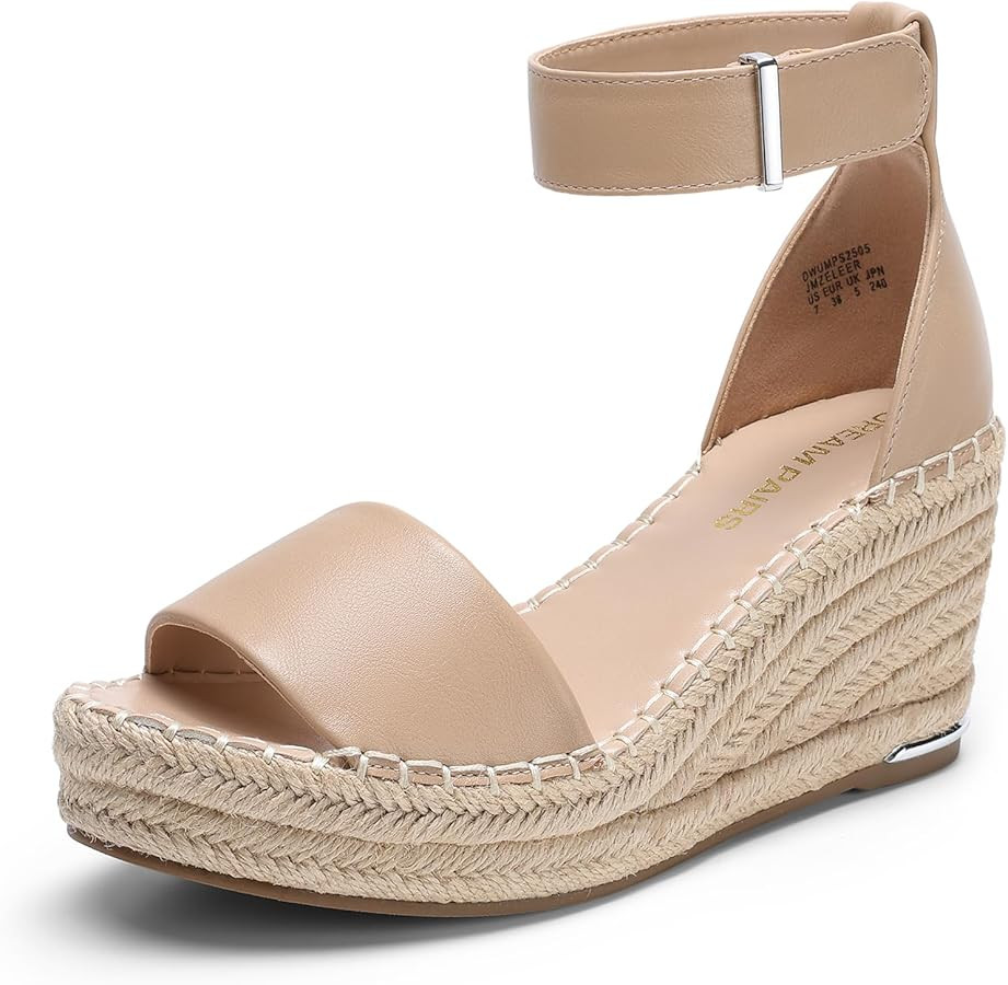 DREAM PAIRS Women's Wedge Sandals Open Toe Espadrilles Sandals Comfortable Dressy Ankle Strap Pla... | Amazon (US)