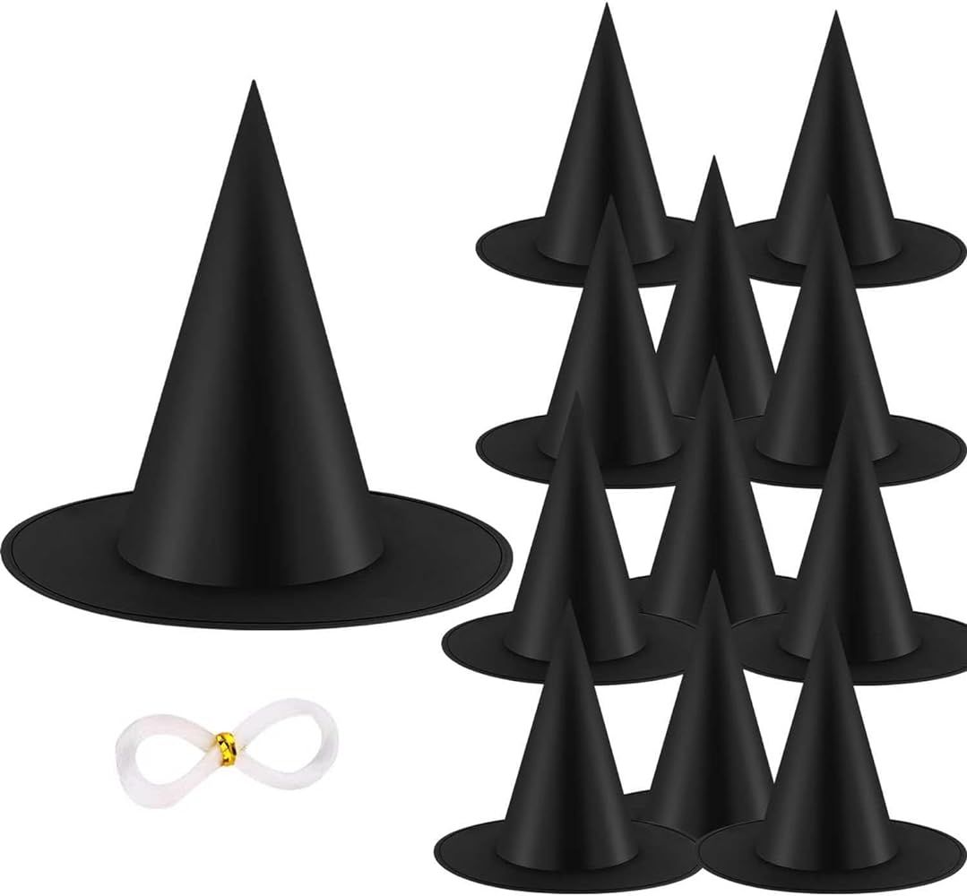 12PCS Halloween Witch Hats Witch Costume Accessory, Black Witch Hat for Halloween Party Decoratio... | Amazon (US)