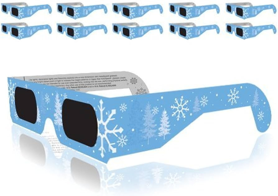 GSM Brands Christmas 3D Glasses - Holiday Specs Transform Lights into Magical Snowflake Image (10... | Amazon (US)
