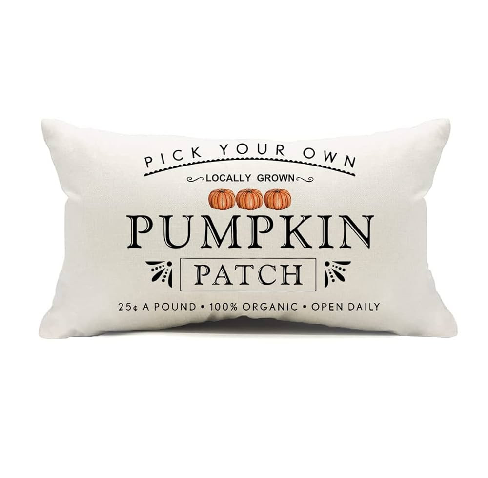 Fall Pumpkin Patch Throw Pillow Covers Autumn Harvest Pillow Case 12 x 20 Inch Farmhouse | Amazon (US)