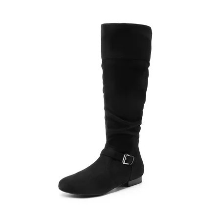 DREAM PAIRS Women s Platform Knee High Boots Fashion Flat Pull On Fall Weather Slouchy Wild Knee High Boots BLACK US SIZE 9.5 | Walmart (US)
