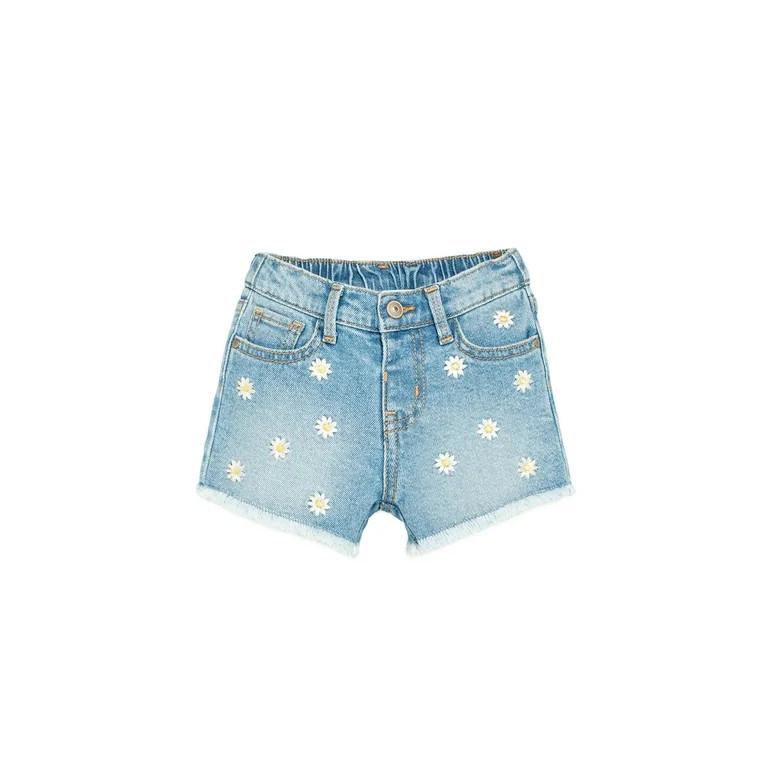 Wonder Nation Toddler Girl Embroidered Denim Short, Sizes 12M-5T | Walmart (US)