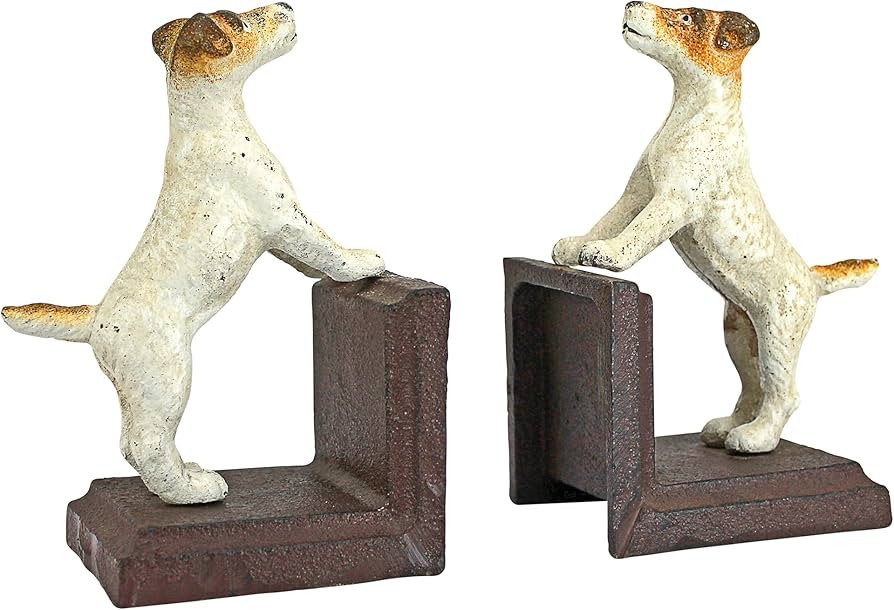 Design Toscano SP2527 Jack Russell Terrier Cast Iron Sculptural Dog Bookend Pair, full color | Amazon (US)