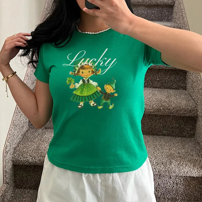 Lucky St. Patrick's Day Baby Tee, Lucky Irish Baby Tee, Irish Celebration Outfit, Irish Clover St... | Etsy (US)