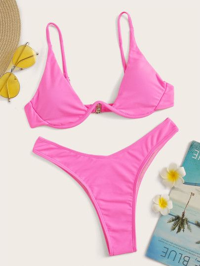 Top und Bikini Set mit hohem Beinschnitt | SHEIN