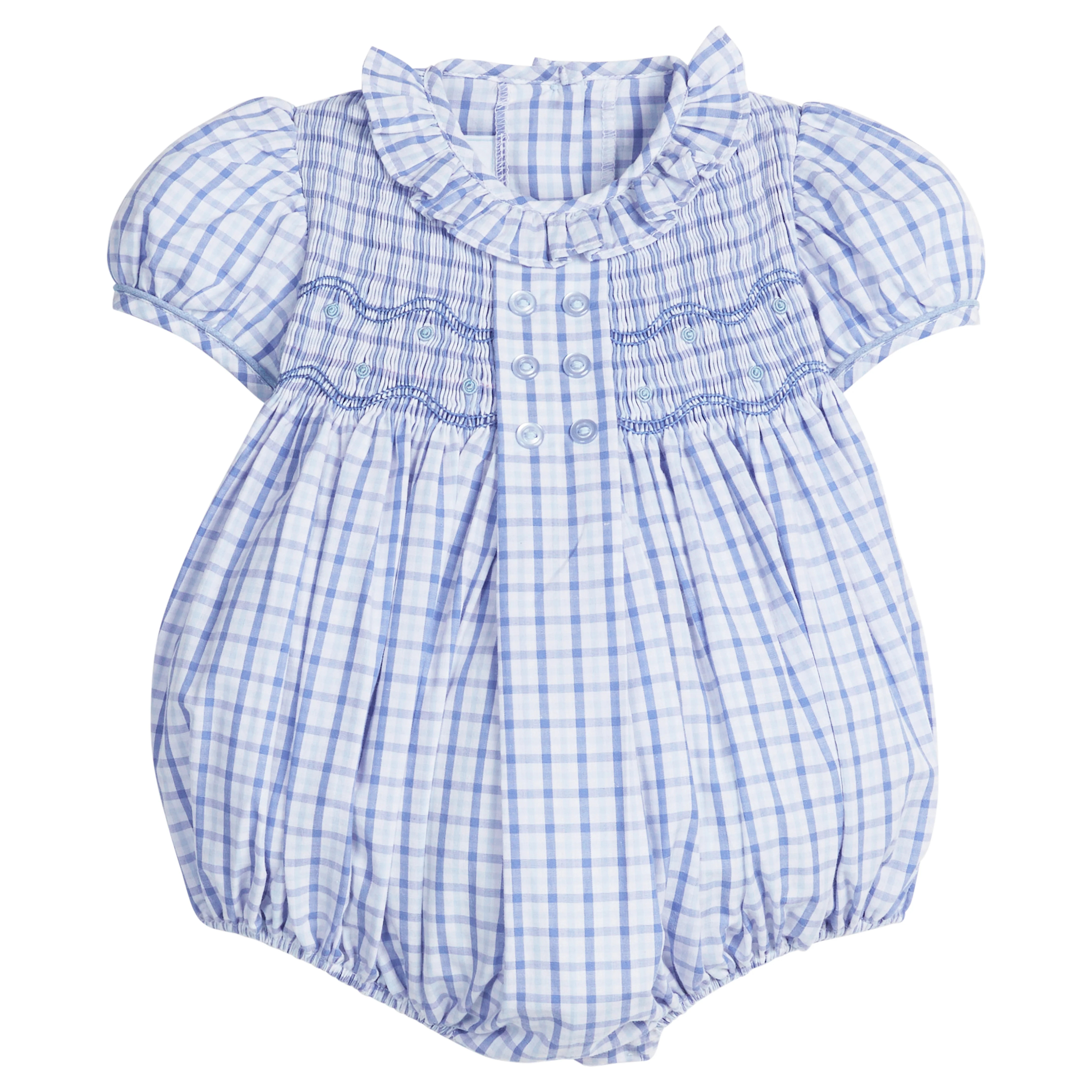 Little English Smocked Bridget Bubble- Woodberry Plaid | JoJo Mommy