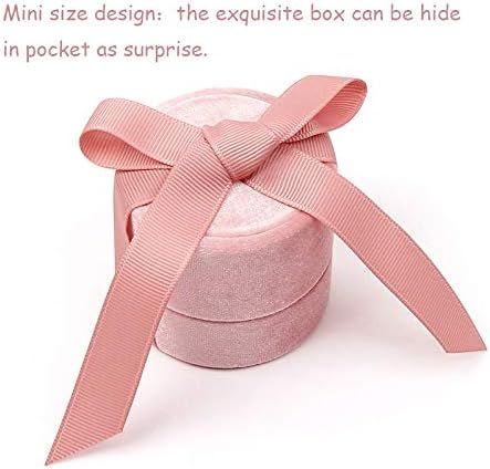 Beatilog Pink Wedding Ring Box - Small Premium Velvet Round Ring Earring Jewelry Storage Organize... | Amazon (US)