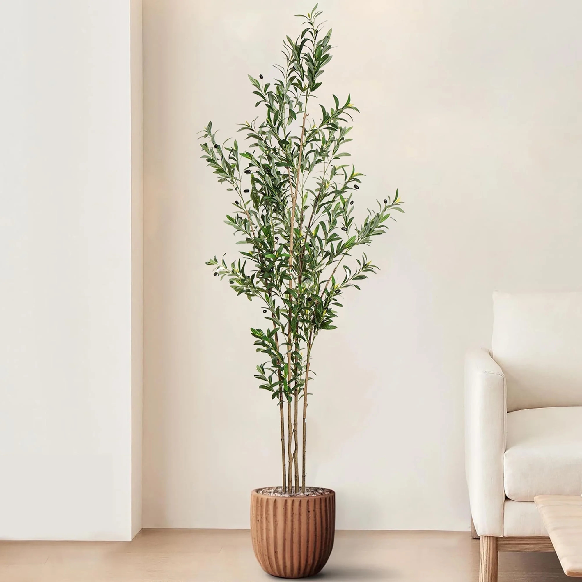 Artificial Olive Tree 7ft Faux Olive Plant Indoor, Tall Fake Olive Trees with Realistic Leaf & Na... | Walmart (US)