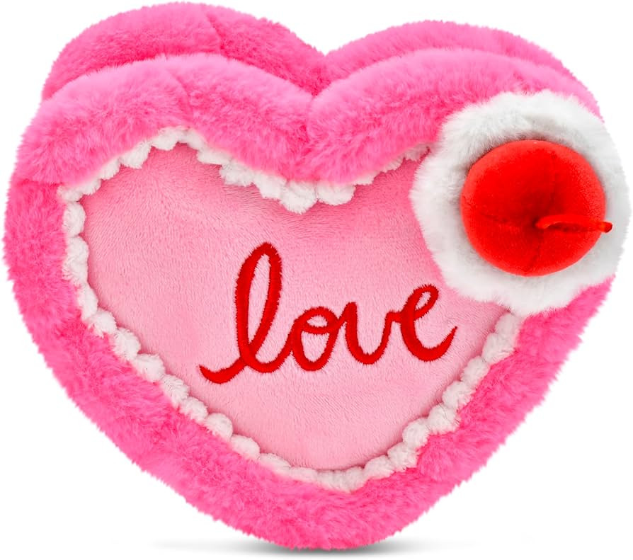 iscream Furry Plush Heart Cake Shaped Mini 8" x 6" Embroidered Accent Pillow | Amazon (US)