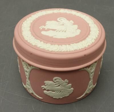 Wedgwood Pink Jasperware Trinket Box 2.75"D x 2"H England | eBay AU