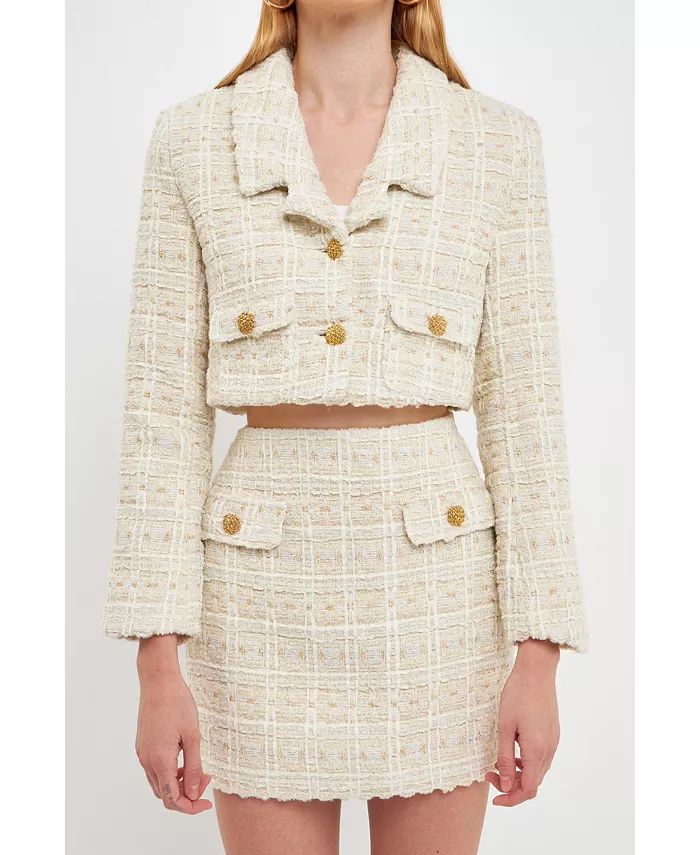 Women's Cropped Tweed Jacket | Macy's