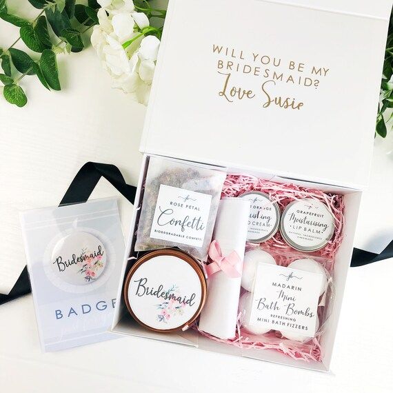 Pre filled, will you be my Bridesmaid box. Personalised bridesmaid proposal gift set. | Etsy (US)