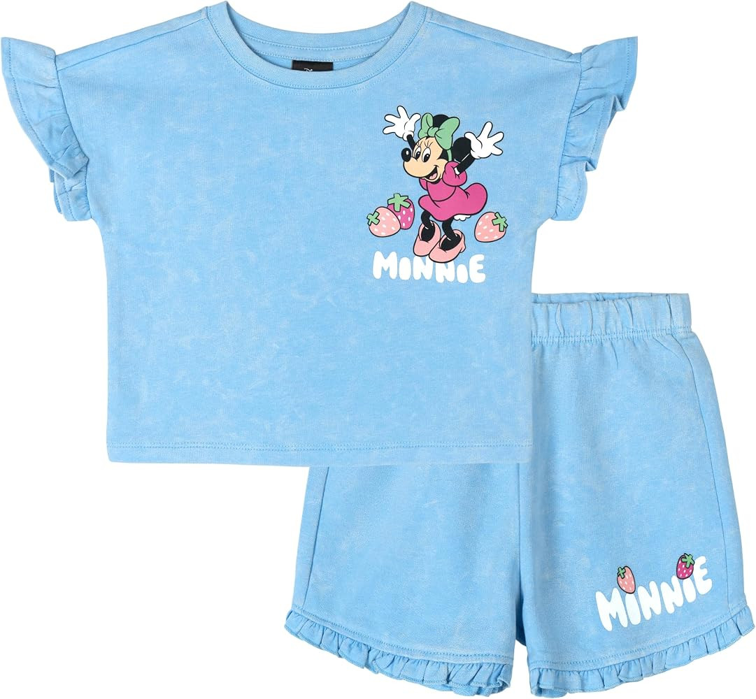 Disney French Terry T-Shirt and Shorts Outfit Set Infant to Big Kid Sizes (12 Months - 14-16) | Amazon (US)