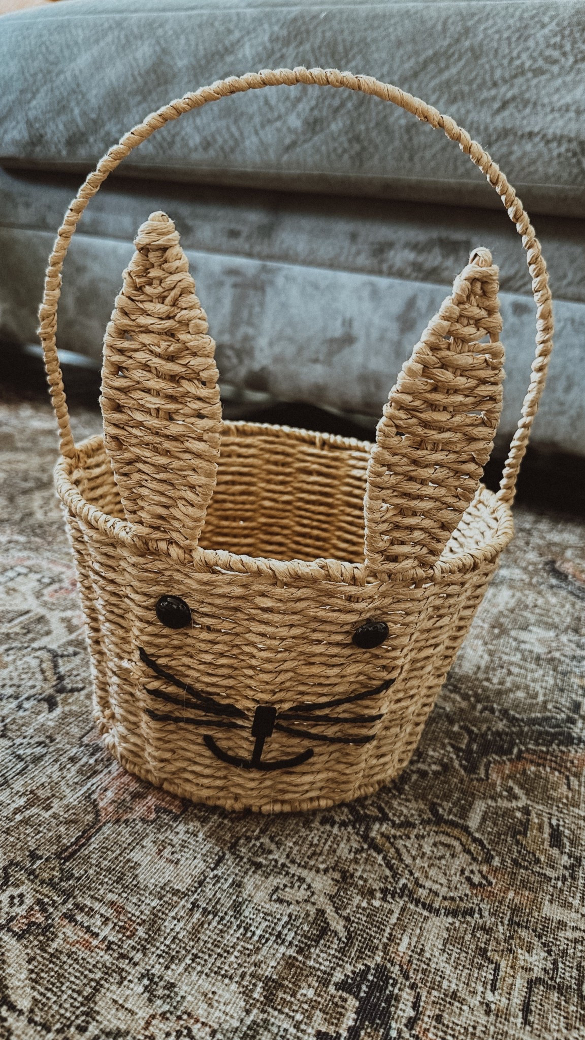 I found the sweetest bunny Easter basket at Marshall's! It even has a little Pom Pom tail on the backside.
