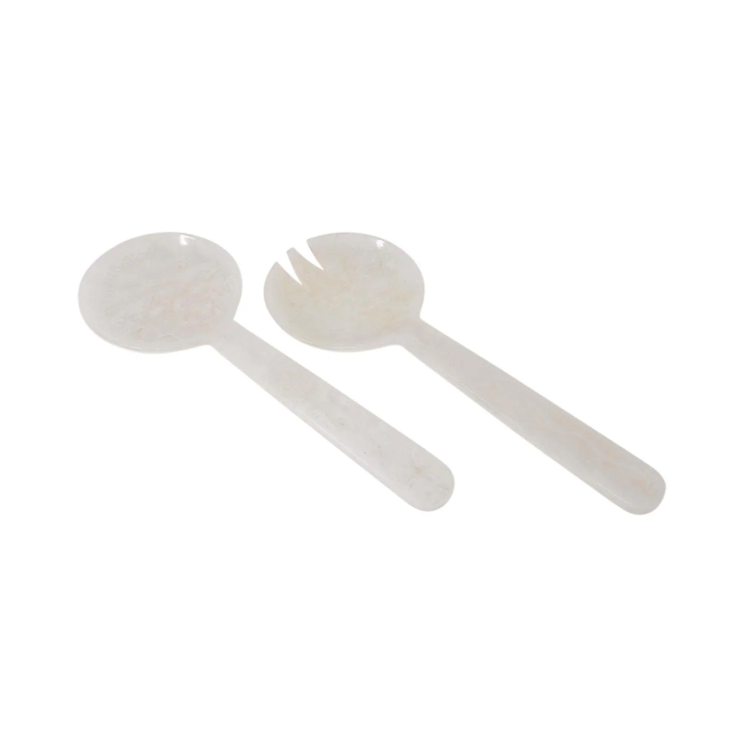 Set of 2 White Resin Salad Servers Length 12.2" - White - White | Bed Bath & Beyond